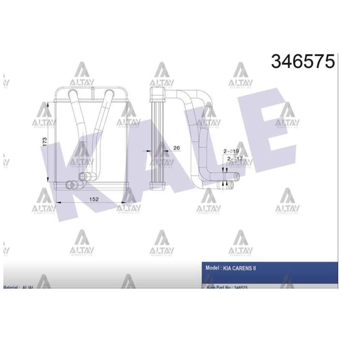 RADYATÖR KALORİFER CARENS II 00-06 BRAZING   OEM: 0K2C0-61-A10