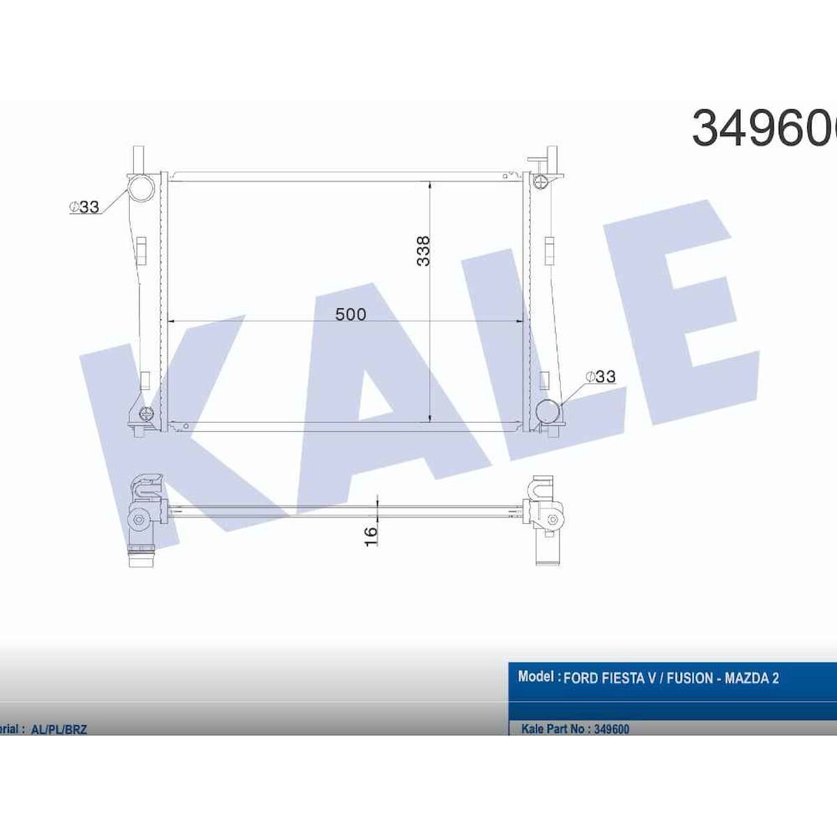 RADYATÖR SU FIESTA V 01-08 / FUSION 02-10 / 1.25-1.4-1.6-1.4 16V-1.6 16V M-T MEKANİK FORD FIESTA OEM: 4S6H8005DA
