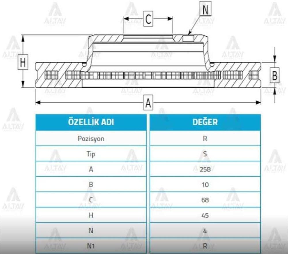 FREN DİSKİ PRIMERA  90-02 / ALMERA 02-02 / ARKA DÜZ 258-4 HYUNDAI ERA OEM: 4320699J01