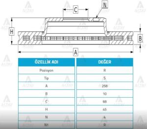 FREN DİSKİ PRIMERA  90-02 / ALMERA 02-02 / ARKA DÜZ 258-4 HYUNDAI ERA OEM: 4320699J01
