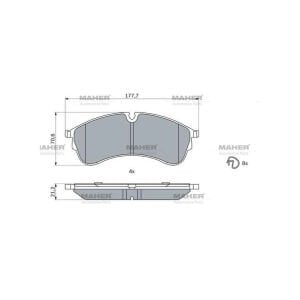 FREN BALATA CRAFTER 17= ÇİFT TEKER / UZUN ŞASİ ÖN (UZUNLUK 177,5 mm)   OEM: 2N0698151A