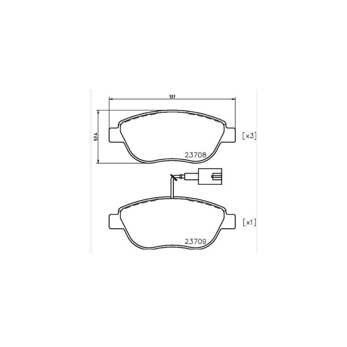 FREN BALATA FIAT LINEA / DOBLO / BRAVO II / OPEL COMBO D (BÜYÜK TIP) ÇIFT FISLI ÖN FIAT BRAVO, DOBLO, LINEA OEM: 5741585