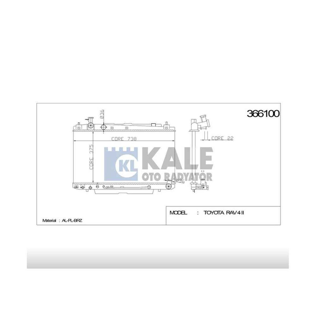 RADYATÖR SU RAV-4 00-06 2.0 BENZİNLİ 26mm A-T BRAZING   OEM: 16400-28191