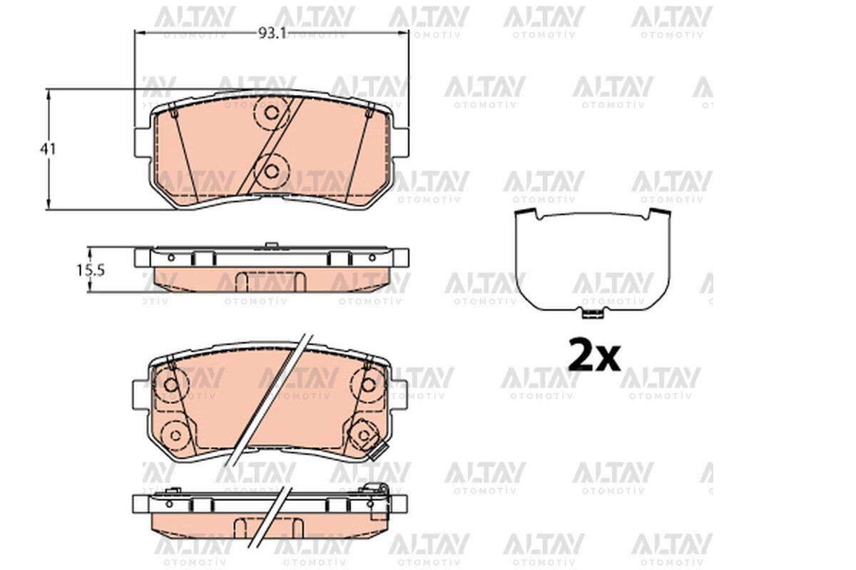 58302-D7A00 FREN BALATA I-30 / IX-20 / RIO / ERA / CEED / IX-35 / SONATA / CERATO 09= DİSK ARKA YAY DELİKLİ