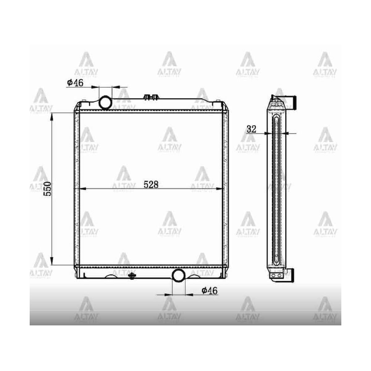 RADYATÖR SU CANTER 659 7.5 TON 32mm M-T BRAZING   OEM: MC127008