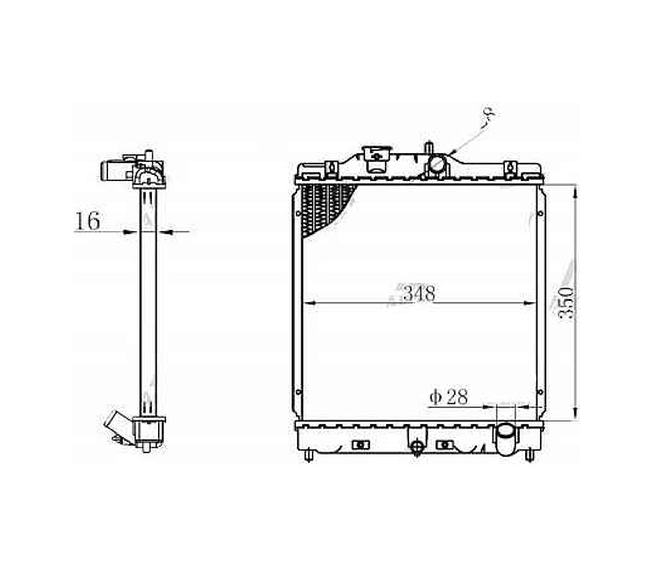 RADYATÖR SU CIVIC  92-00 26mm M-T BRAZING HONDA CIVIC OEM: 19010-P01-003