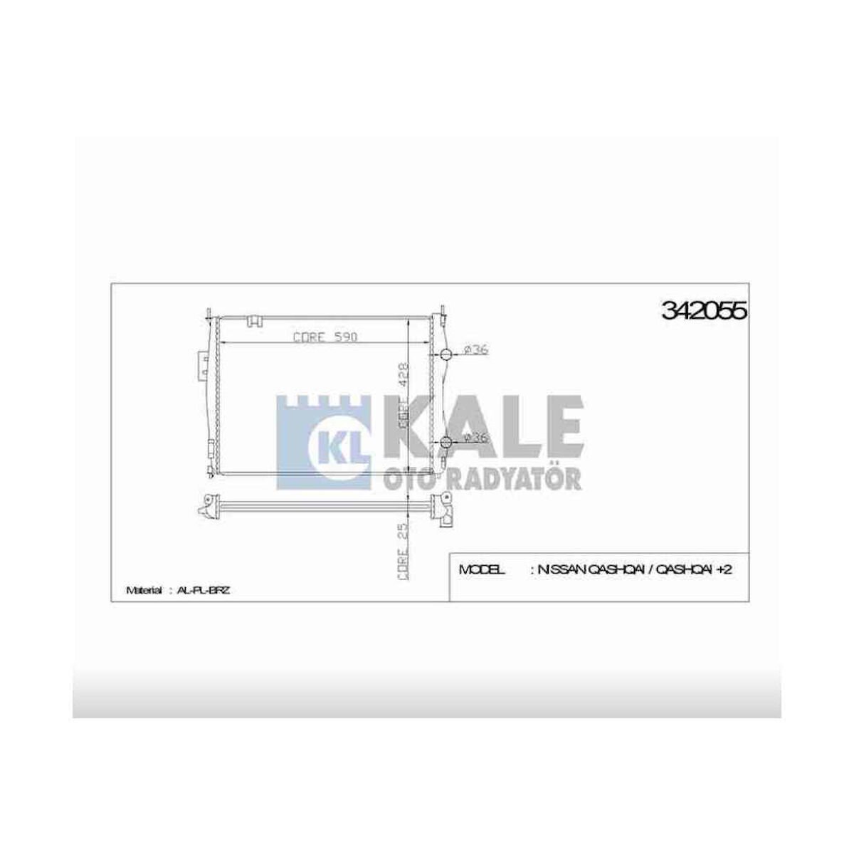 RADYATÖR SU QASHQAI 07-13 / QASHQAI+2 1.6 - 2.0 BENZİNLİ 26mm (AT/M-T) BRAZING NISSAN QASHQAI OEM: 21400-JD20B