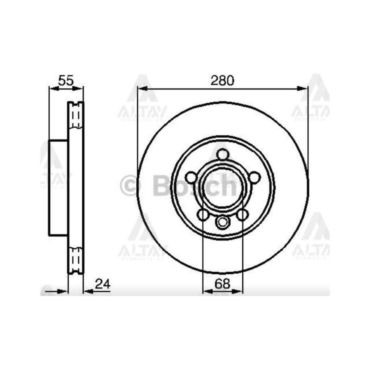 FREN DISKI TRANSPORTER T4  96-03 2.5 TDI ÖN HAVALI 280-5 VOLKSWAGEN TRANSPORTER OEM: 7D0615301C