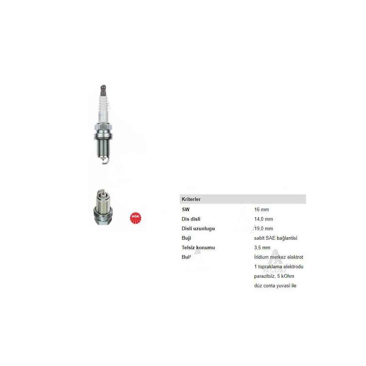 ATEŞLEME BUJİSİ İRİDYUM MAZDA 2 08-11 1.3 1.5 / MAZDA-3 08-11 1.6 (IFR5E13)   OEM: ZJY618110