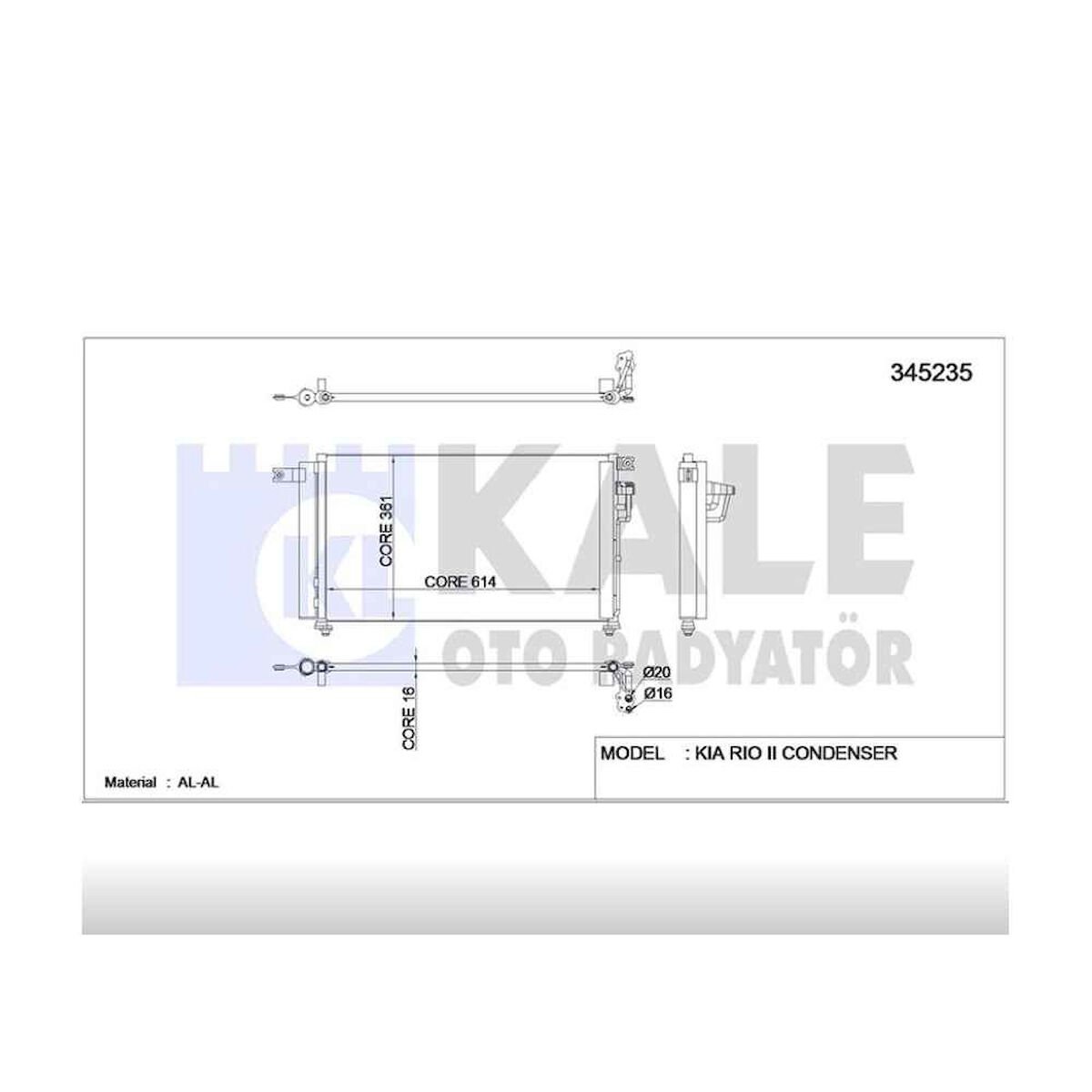 RADYATÖR KLİMA RIO 06-11 BENZİNLİ KIA RIO OEM: 97606-1G000