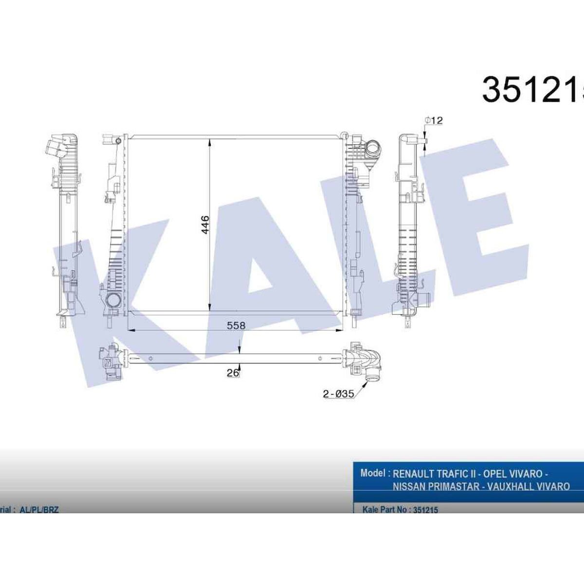 RADYATÖR SU TRAFIC II 06-14 / VIVARO 06-14 / 2.0 DCI M-T BRAZING   OEM: 8200411166