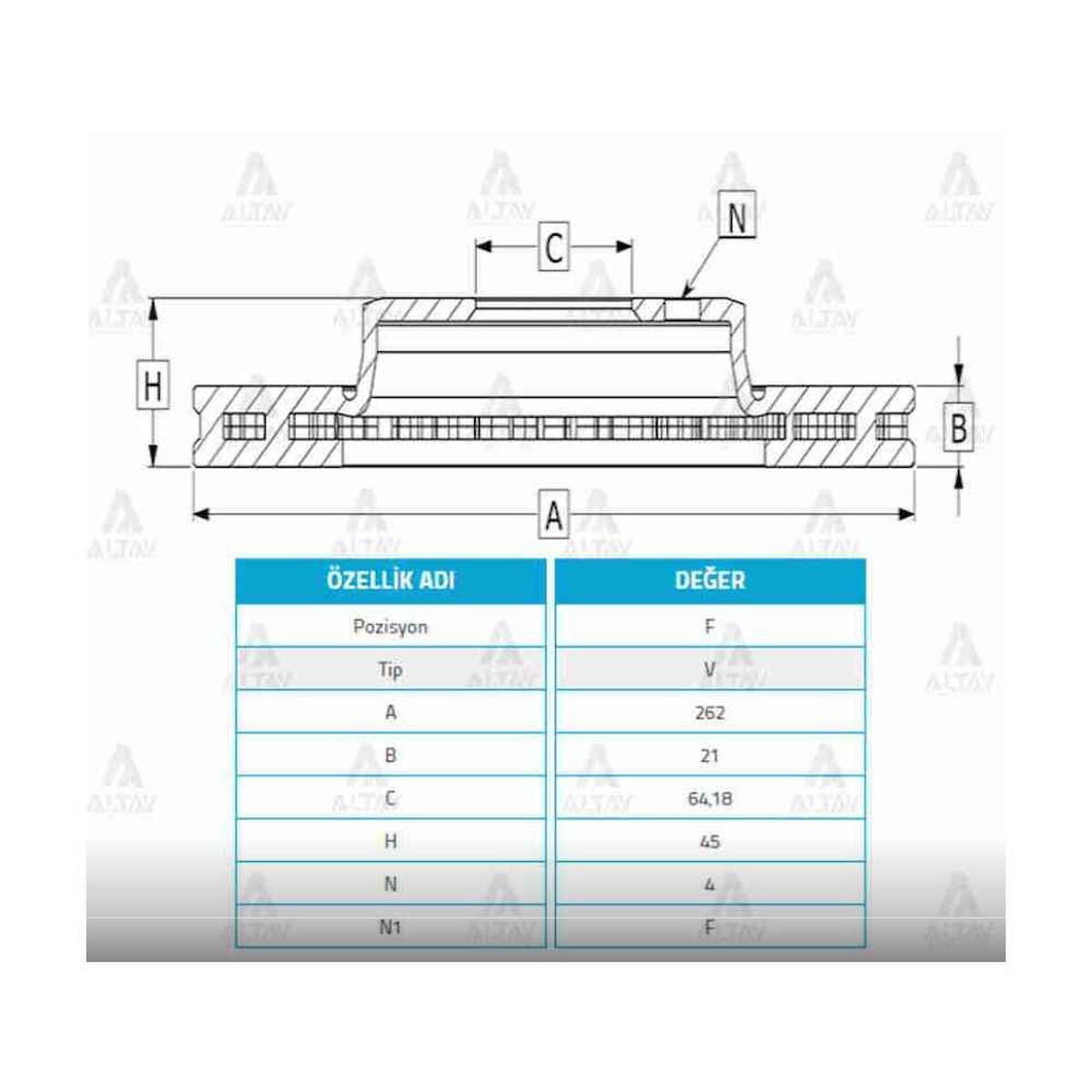 FREN DISKI CIVIC  92-05 1.6 / JAZZ 09-12 / ROVER 95-00 / CITY 22= ÖN HAVALI 262-4 HONDA CITY, CIVIC, JAZZ OEM: 45251-S5D-A10