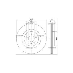 FREN DİSKİ A4 08-15 / A5 07-17 / Q5 08-17 / PRO ÖZEL KAPLAMA ÖN HAVALI 345-5   OEM: 8K0615301M