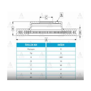 FREN DİSKİ CARISMA  96-06 / S-40 97-03 / ARKA DÜZ 260-4   OEM: MR913846