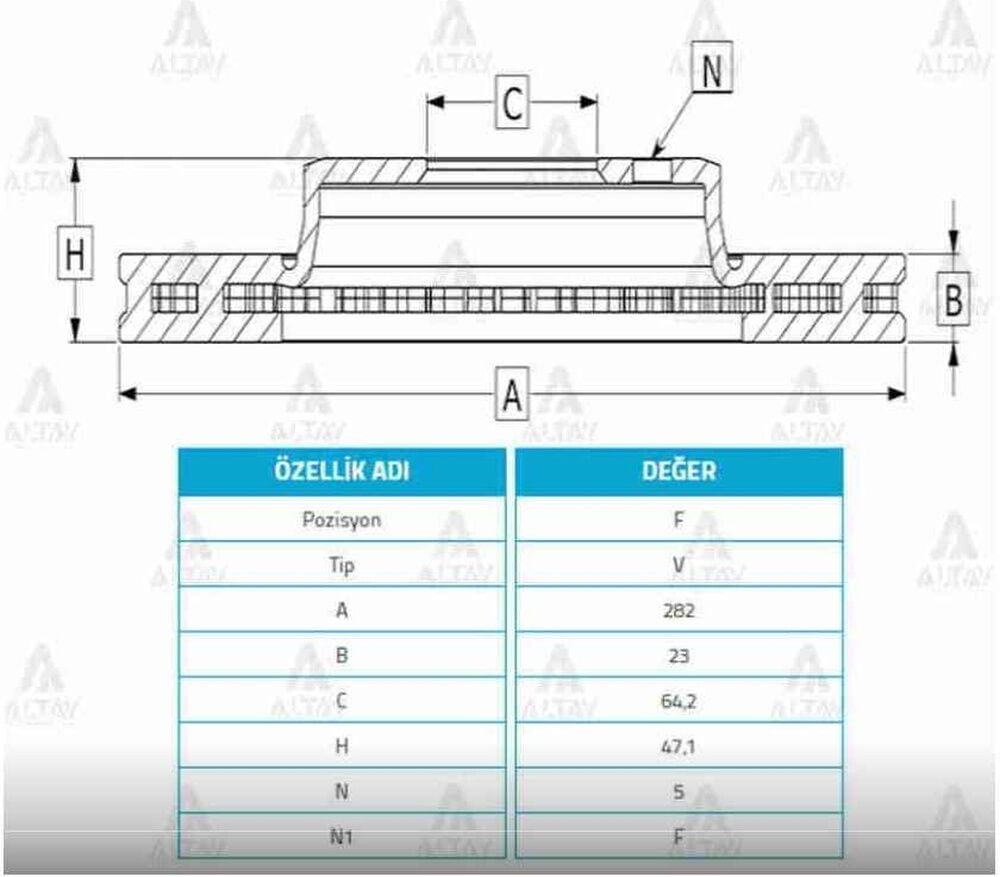 FREN DISKI CIVIC 07-15 SEDAN-H.B FD6 / FB7 / CIVIC 16-21 FC5 1.6 / CIVIC 22= FE CRV 02-06 / ÖN HAVALI 282-5 CITROEN, HONDA C5, CIVIC, CRV OEM: 45251-SCA-E00