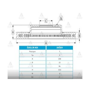 FREN DİSKİ L-300    86-10 / ÖN HAVALI 258-5   OEM: MB407030