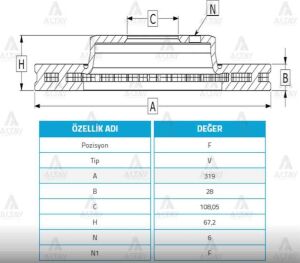 FREN DISKI HILUX 06-19 PICKUP 3.0 REVO / ÖN HAVALI 319-6 TOYOTA HILUX OEM: 435120K090
