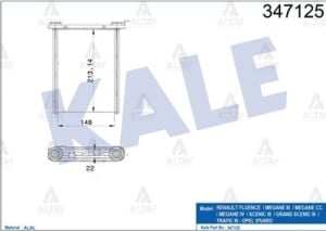4407490 RADYATÖR KALORİFER FLUENCE 10-12 / MEGANE III 08-15 / VIVARO 14= / SCENIC III 09= / TRAFIC III 14= BRAZING