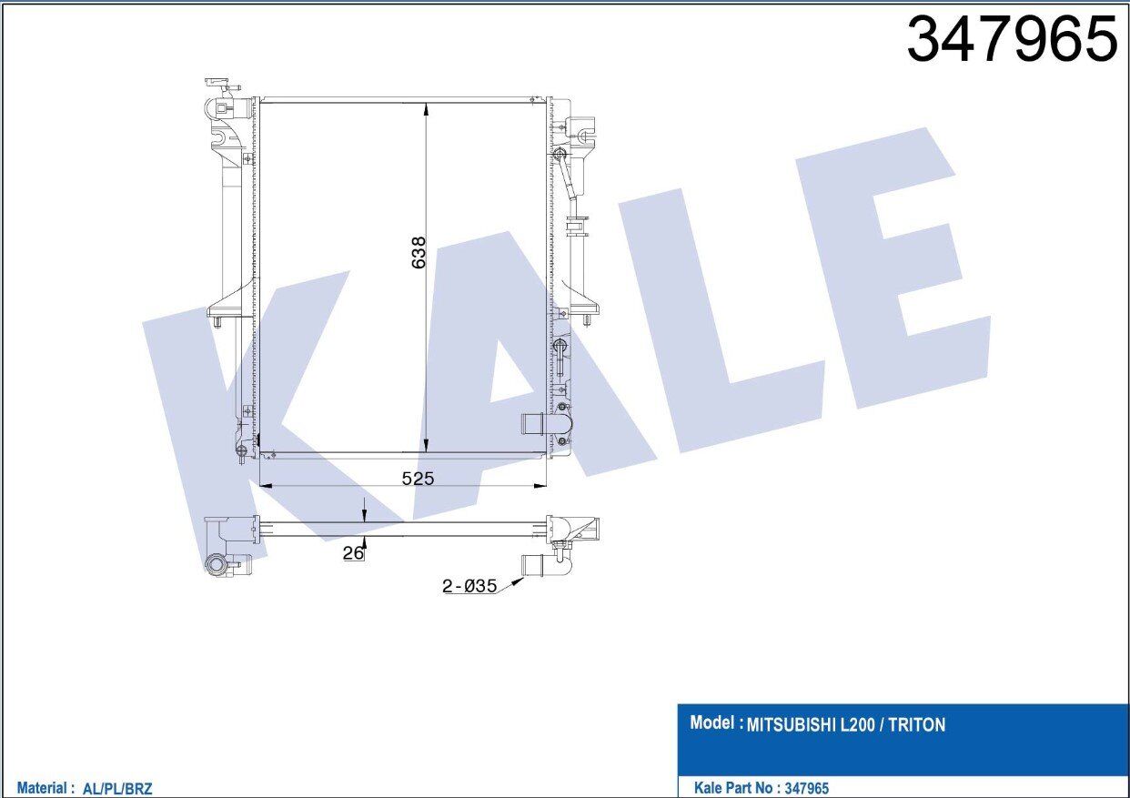 MN135033 RADYATÖR SU L-200 06-15 26mm A-T BRAZING