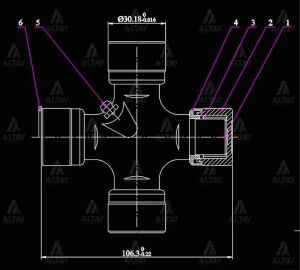 GU-2050 İSTAVROZ MAFSAL (ŞAFT) CANTER 449 YERLİ / ISUZU NPR / NKR (106mm X 30,2mm DIŞTAN SEGMAN)