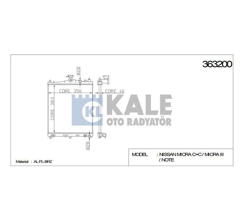 21460-BH50A RADYATÖR SU MICRA 03-10 K12 NOTE 06= 500x381x16 A-T BRAZING
