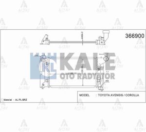 16400-0D210 RADYATÖR SU COROLLA 02-07 / AVENSIS 03-08 3ZZ M-T 16mm BRAZING