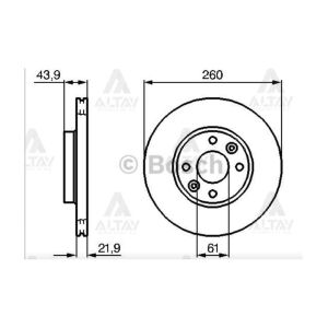 FREN DISKI CLIO III 05-12 / LOGAN I 04= / MEGANE II 03-08 / MICRA III 03-10 / ÖN HAVALI 260-4 DACIA, NISSAN, RENAULT CLIO, LOGAN, MEGANE, MICRA OEM: 7701207795