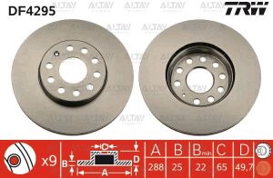 1K0615301T FREN DISKI GOLF 04-20 / CADDY 04-20  / T-ROC 18= / OCTAVIA 04-20 / LEON 06-20 / A3 17-20 ON 288MM (SET)