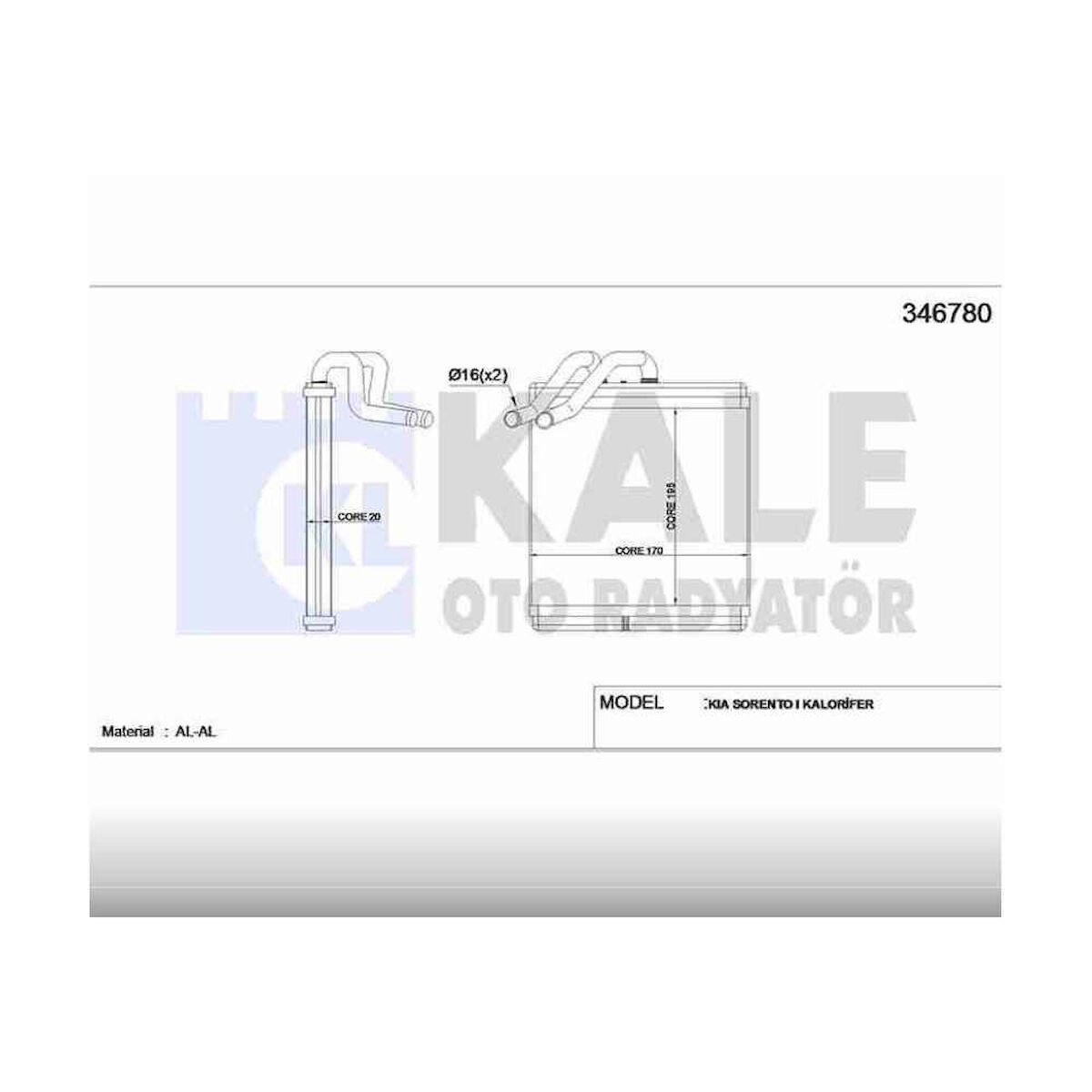 RADYATÖR KALORİFER SORENTO 03-06 BRAZING   OEM: 97227-3E000