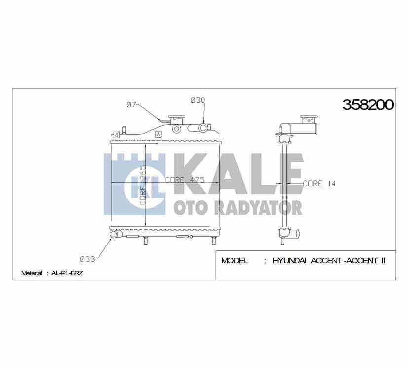 25310-25810 RADYATÖR SU ACCENT 03-06 1.5 DİZEL 3CYL M-T BRAZING