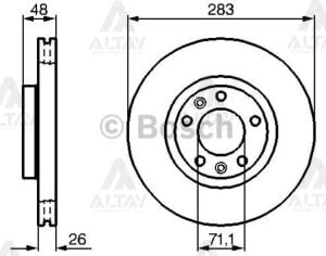 4246P7 FREN DISKI 407 05= / 508 I 10-18 / C5 II-III 08= / ÖN HAVALI 283-5