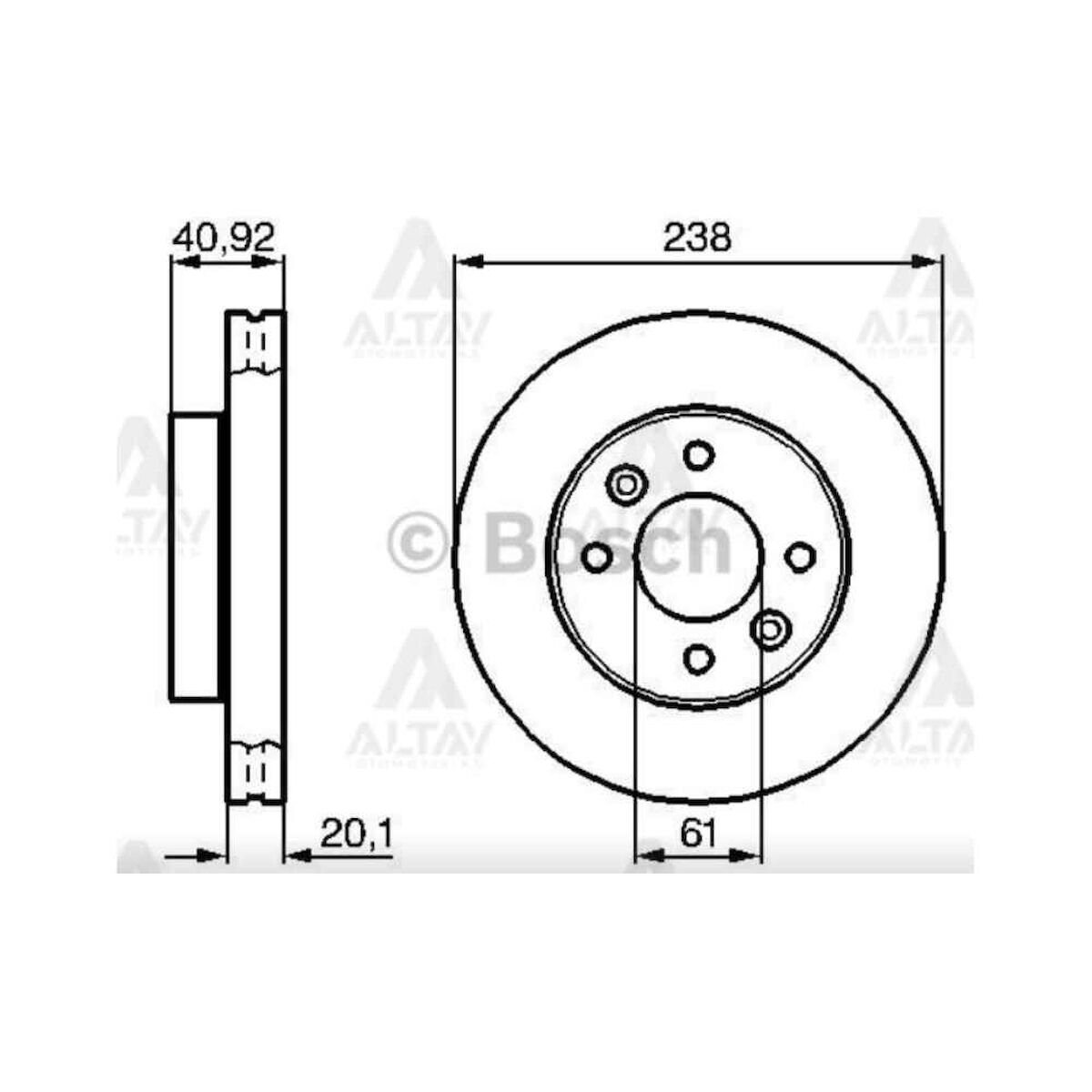 FREN DISKI KANGOO I  98-08 / CLIO II 98-05 / KANGOO I 98-08 / MEGANE I 96-03 / ÖN HAVALI 238-4 RENAULT CLIO, KANGOO, MEGANE OEM: 7701204286