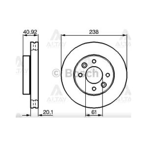FREN DISKI KANGOO I  98-08 / CLIO II 98-05 / KANGOO I 98-08 / MEGANE I 96-03 / ÖN HAVALI 238-4 RENAULT CLIO, KANGOO, MEGANE OEM: 7701204286