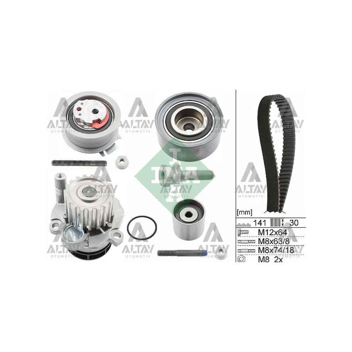 TRİGER SETİ + DEVİRDAİM PASSAT / GOLF5 / JETTA / A3 / A4 / A6 07-11 BKP-BKD-BMN-BMR-BUZ-BRE 2.0 TDİ (03G109244A) (GENİŞ DELİK 12 MM) VOLKSWAGEN GOLF, JETTA, PASSAT OEM: 03G198119A