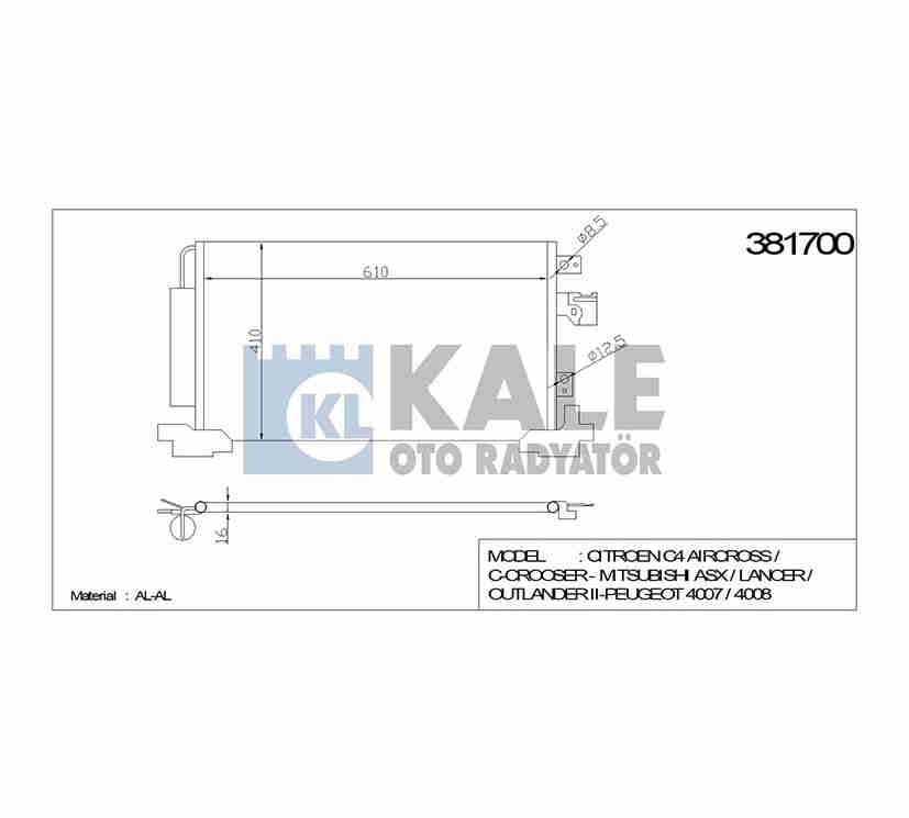 7812A030 RADYATÖR KLİMA LANCER 08= / ASX / OUTLANDER / PEUGEOT 4007 4008 / 637x429x16