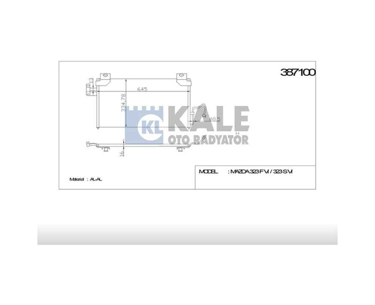RADYATÖR KLİMA 323 98-03 1.5 / 1.8   OEM: B25F-61-480