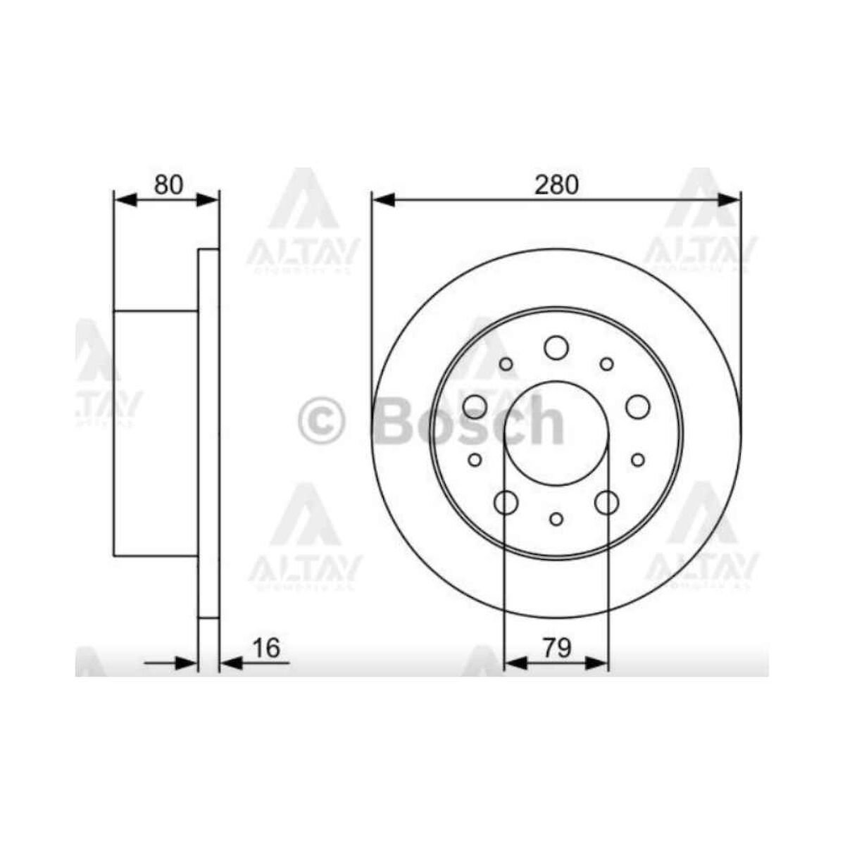 FREN DİSKİ DUCATO III 06-14 / BOXER III 06-14 / JUMPER III 06-14 ARKA DÜZ 16 JANT 280-5 (YÜKSEKLİK 80mm) PEUGEOT BOXER OEM: 51749275