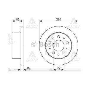FREN DİSKİ DUCATO III 06-14 / BOXER III 06-14 / JUMPER III 06-14 ARKA DÜZ 16 JANT 280-5 (YÜKSEKLİK 80mm) PEUGEOT BOXER OEM: 51749275