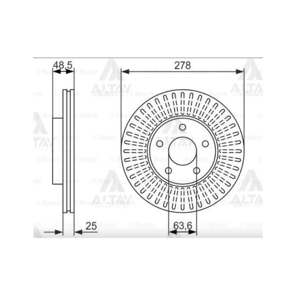 FREN DISKI FOCUS C-MAX 04= / VOLVO S40 04-10 / ÖN HAVALI 278-4 FORD FOCUS OEM: AV611125DB