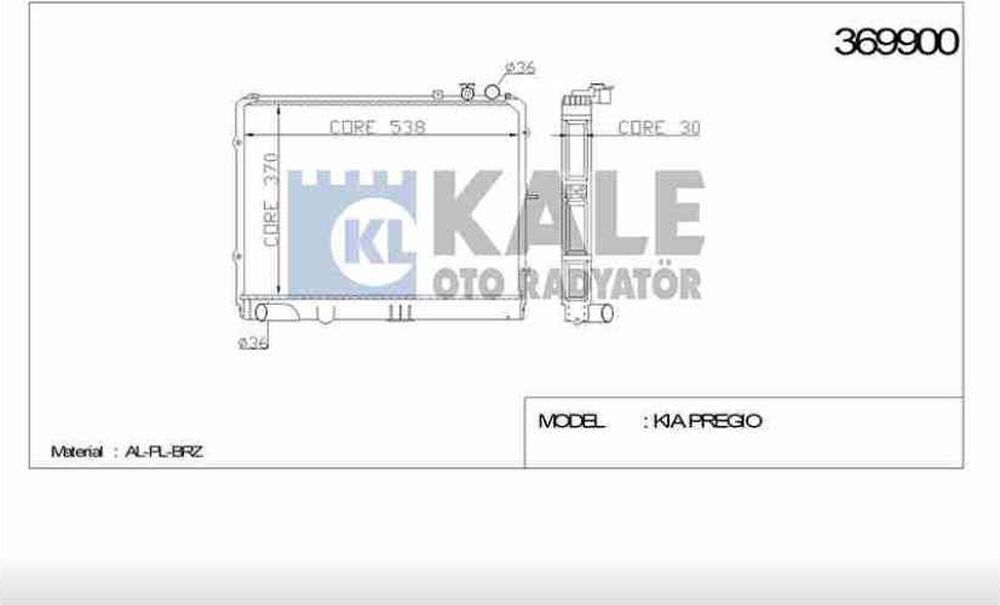 RADYATÖR SU PREGIO 97-05 375x538x26 M-T BRAZING   OEM: OK72A-15200C