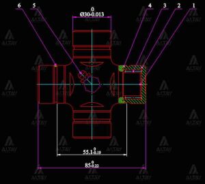 GUM-93 İSTAVROZ MAFSAL (ŞAFT) CANTER 304 / 444 / L-200 02-05 4X4 ARKA (85mm X 30mm İÇTEN SEGMAN)